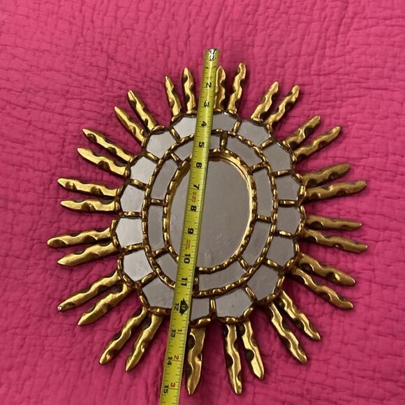 Gold Sunburst Mirror on Pink Background - Picture 7 of 7